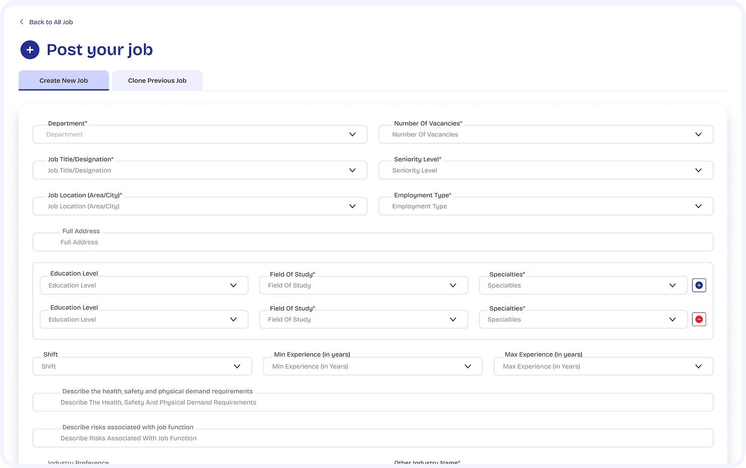 Talentwale post job form